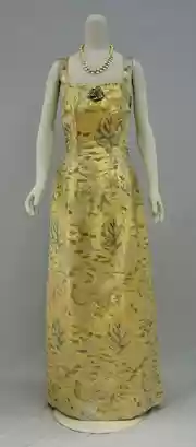 Free download 1950`s Gold Brocade Evening Dress ` Daphne`, Matched With A 1990`s Necklace free photo or picture to be edited with GIMP online image editor